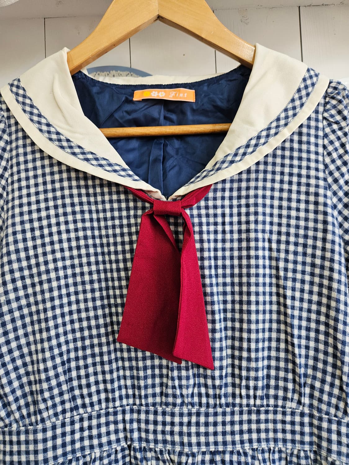 Fint 세일러 체크 원피스 상품이미지3