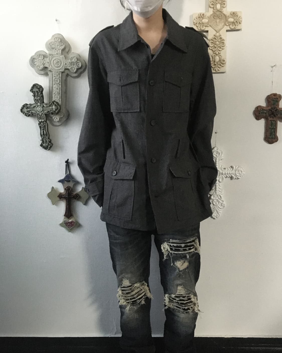 Belted stripe pattern jacket 상품이미지5