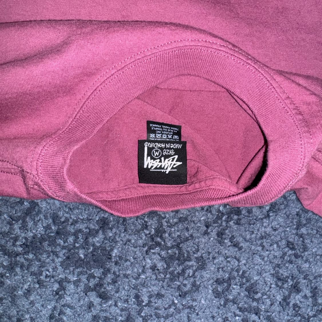 스투시 올 캡스 롱슬리브 티셔츠 베리 M Size 상품이미지4