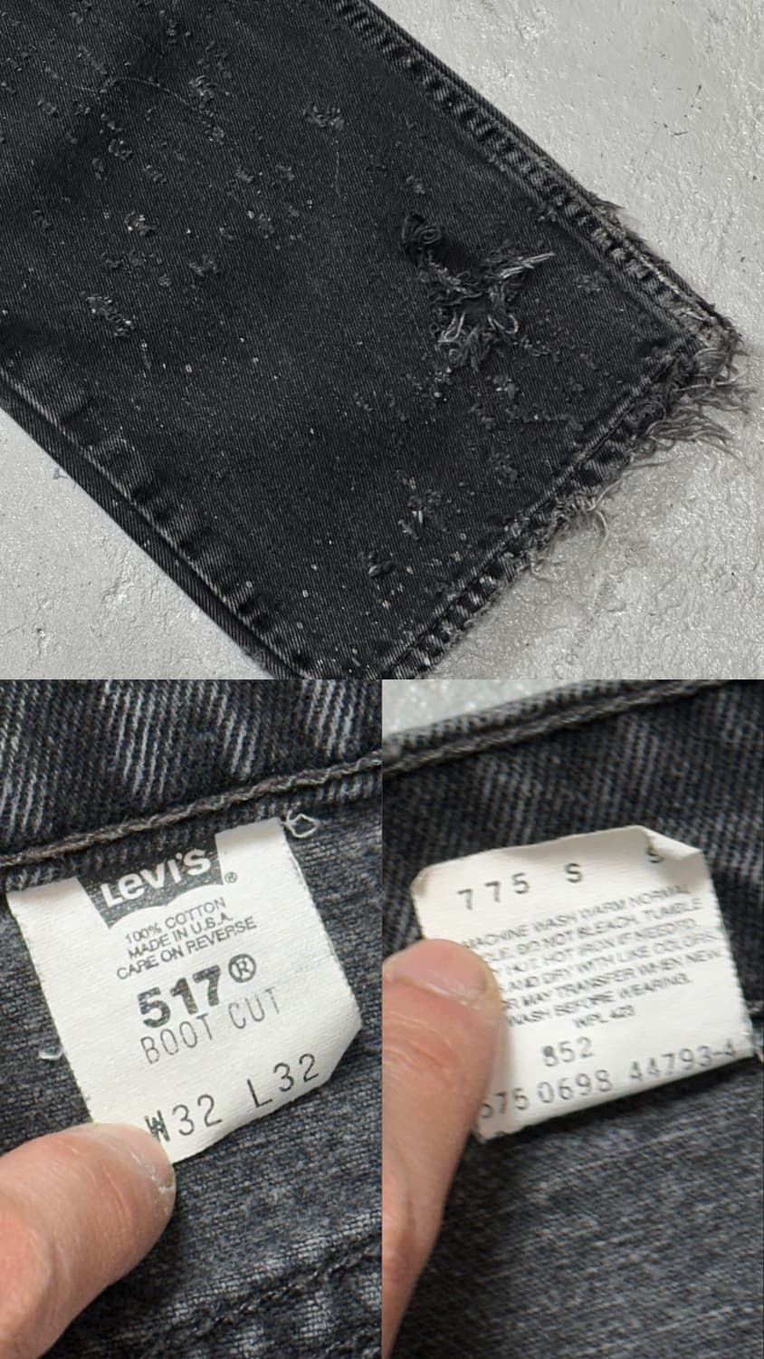 90's USA Made 리바이스 517 블랙 부츠컷 플레어진 상품이미지9