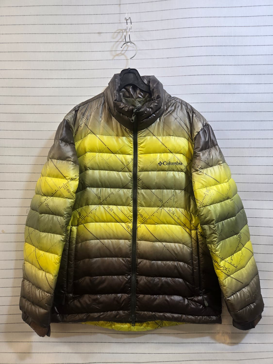 컬럼비아 구스다운 경량 패딩 M 옐로우 그라데이션 상품이미지1