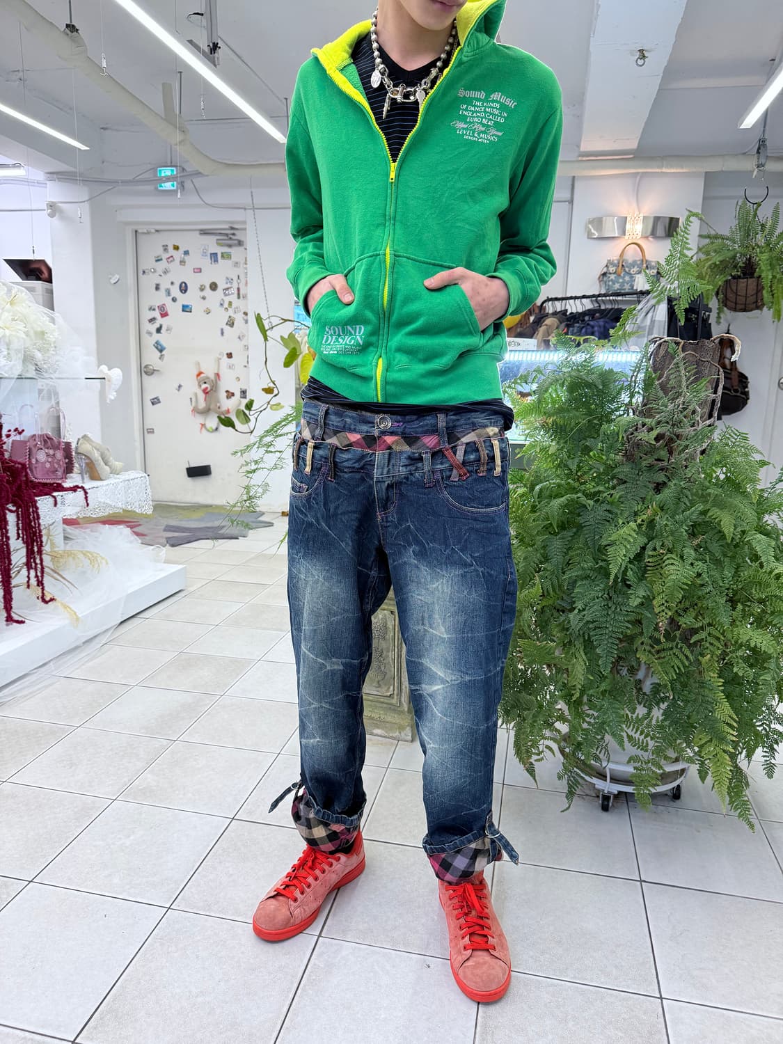 double waist washed jeans 상품이미지3