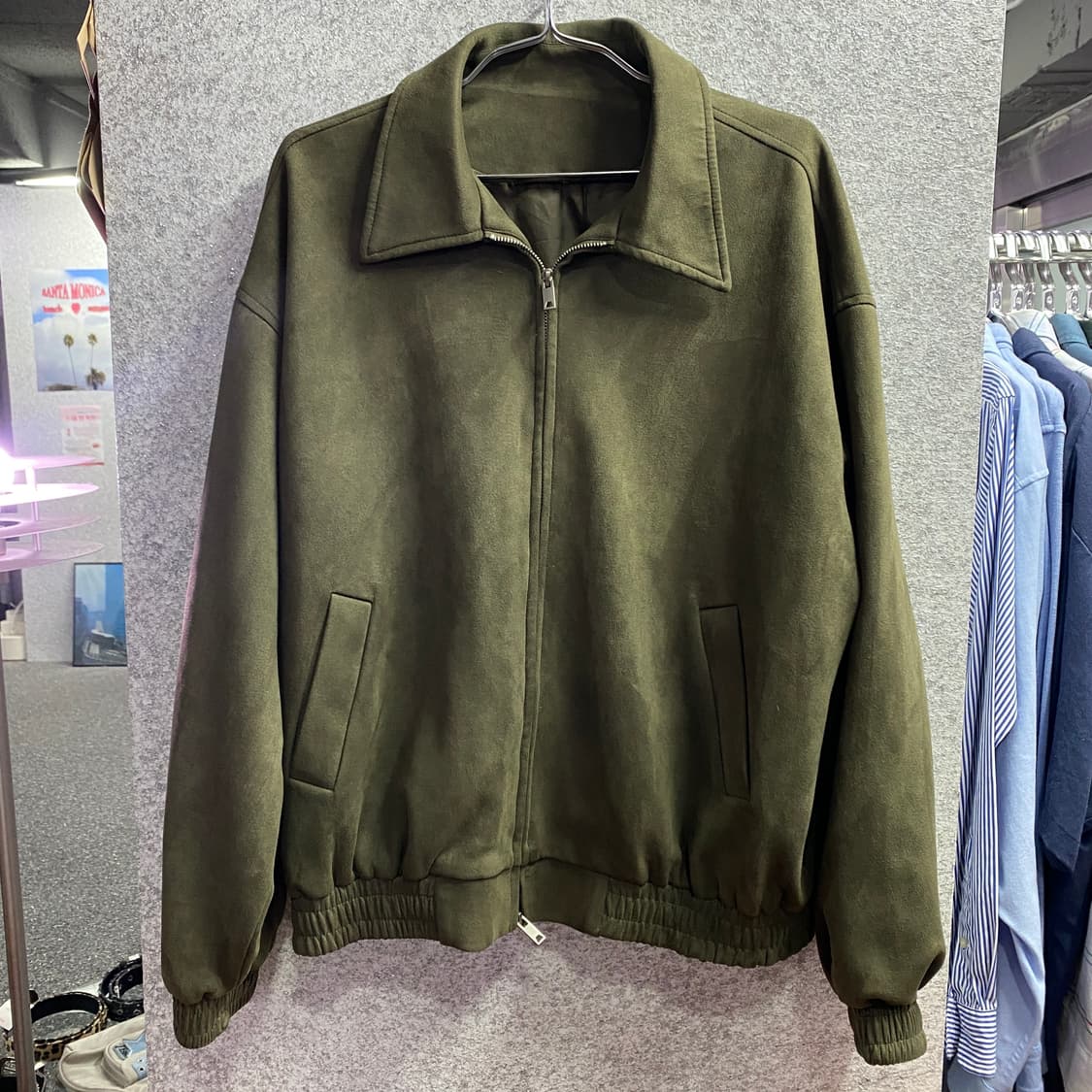 빈티지 카키 스웨이드 투웨이 블루종 자켓 B3927 상품이미지2