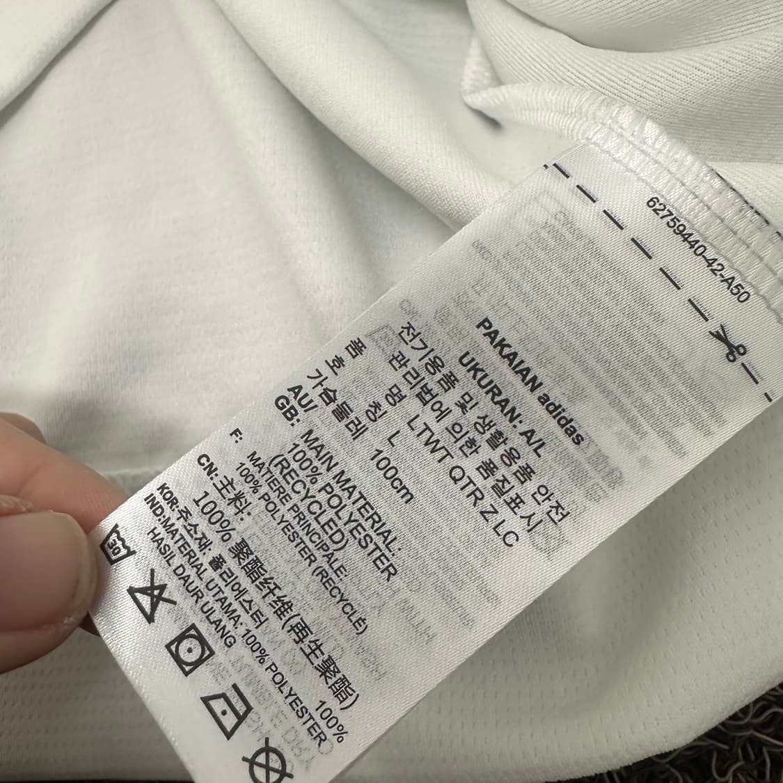 [새상품] 아디다스 반집업 기능성 운동복 긴팔티셔츠 화이트 L 상품이미지8