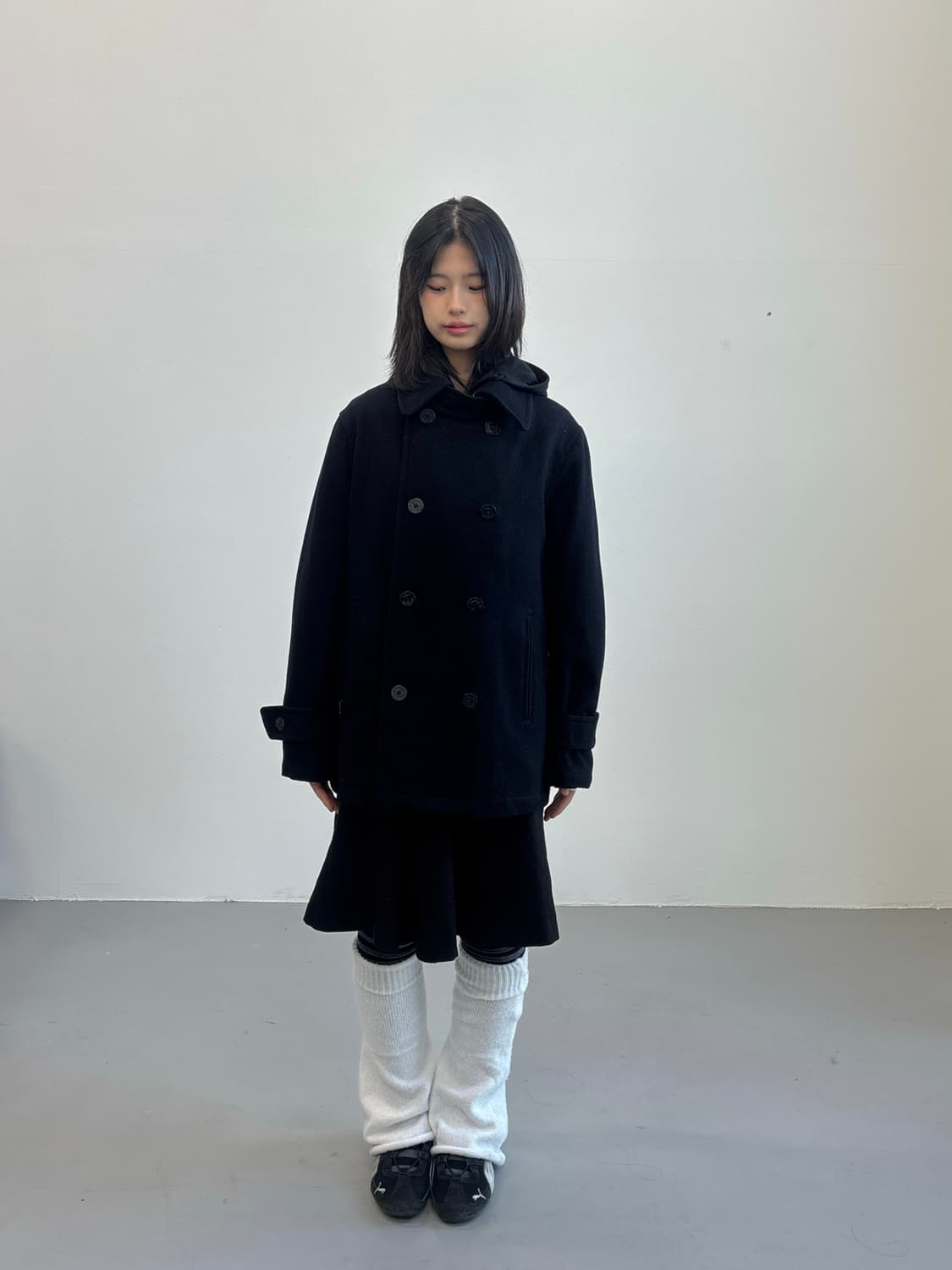 Genuine Classics Black Wool Pea Coat 상품이미지1