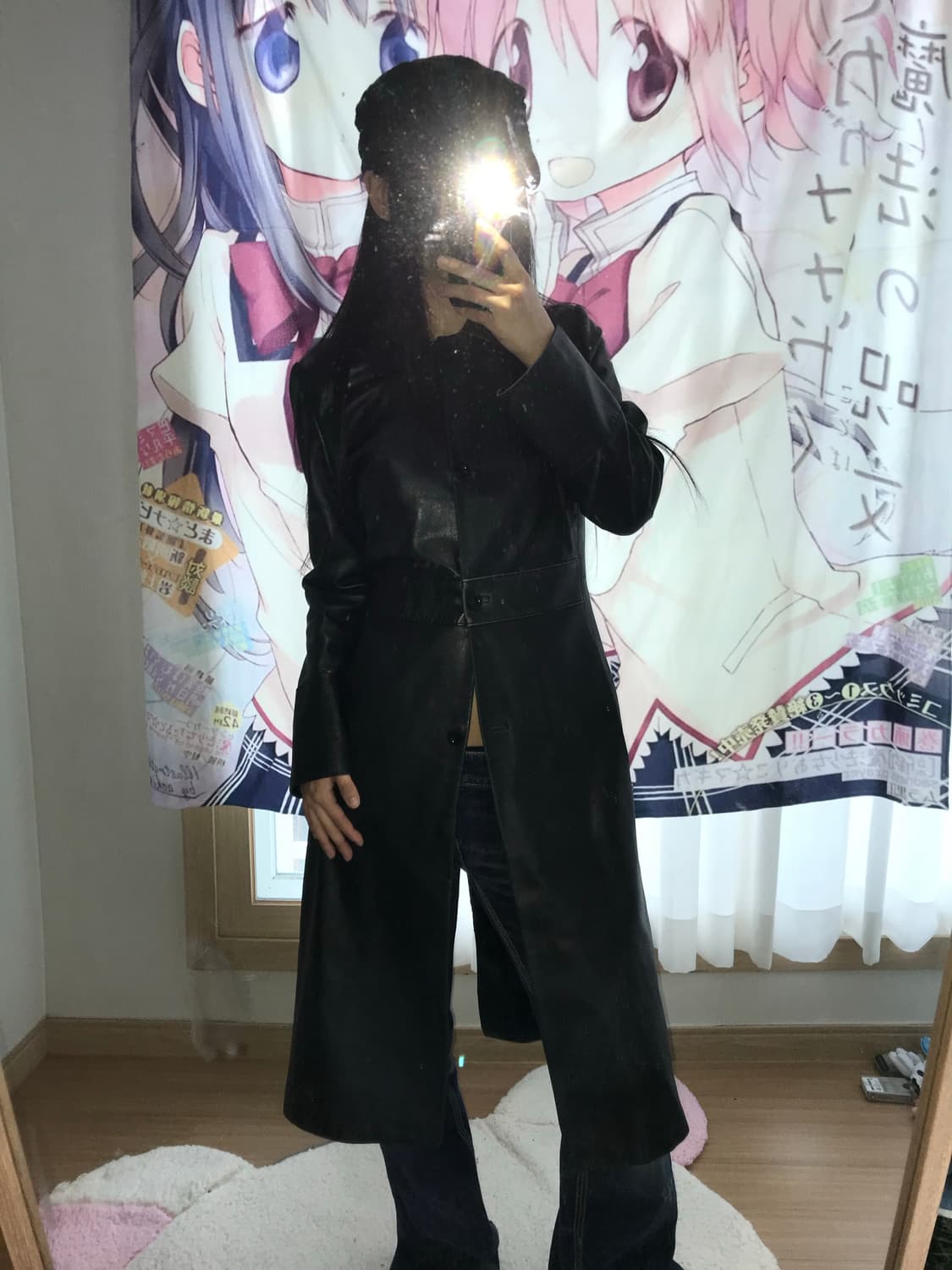 레더 슬림핏 롱코트 상품이미지2