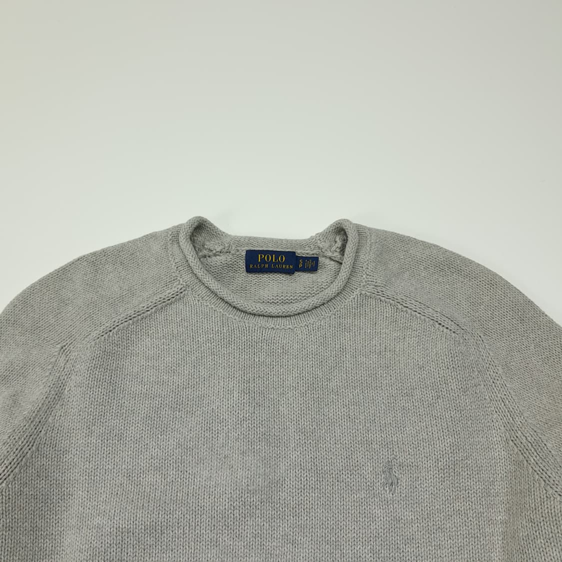 CL359 S 폴로 코튼 래글런 롤링엣지 아이스그레이 니트 스웨터 상품이미지2
