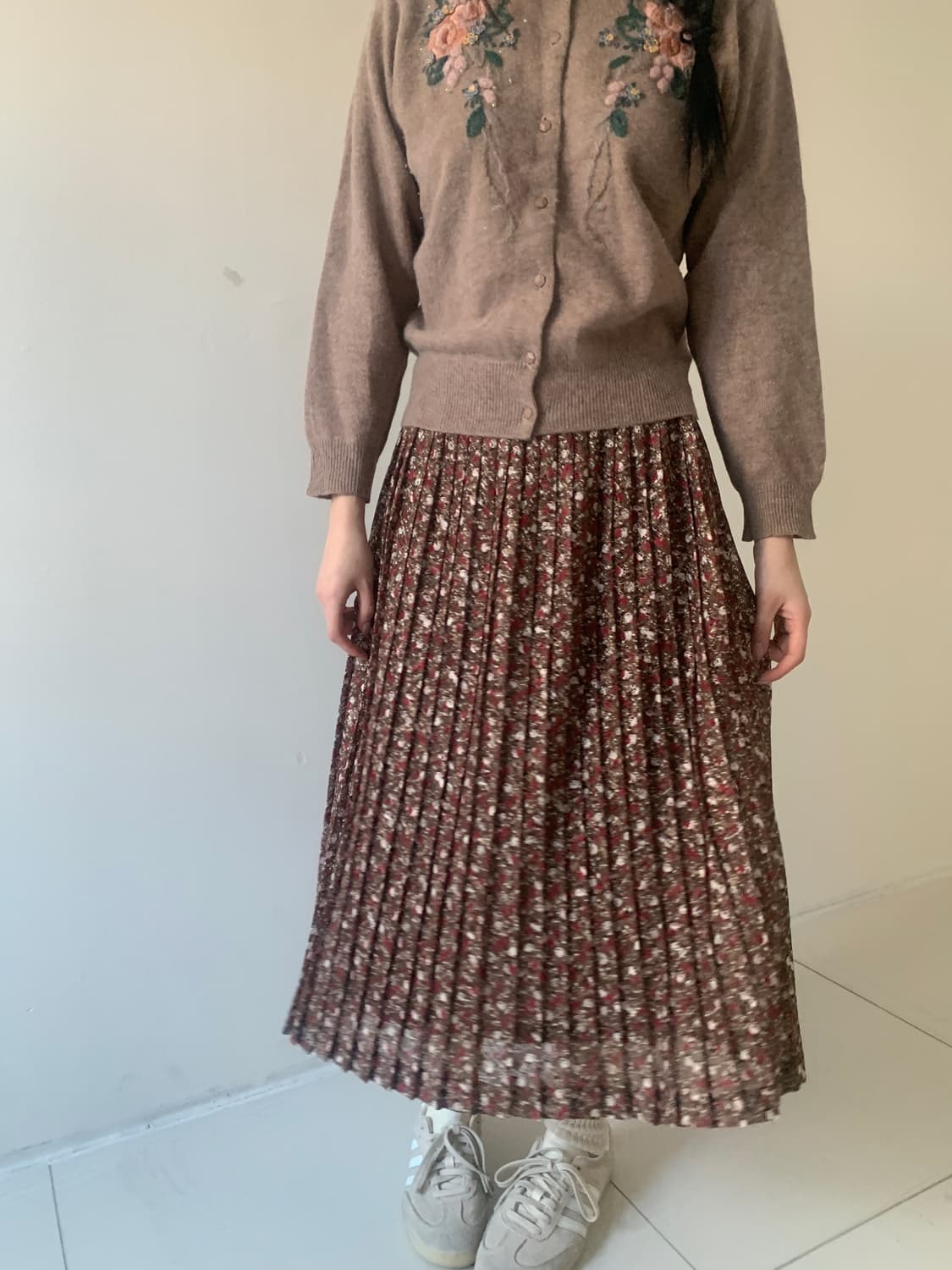 Flower pleats skirt(red) 상품이미지3