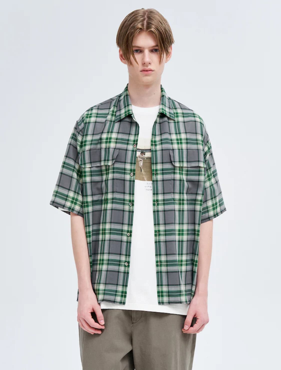 Check Shirt Ss - Green 4사이즈 상품이미지1