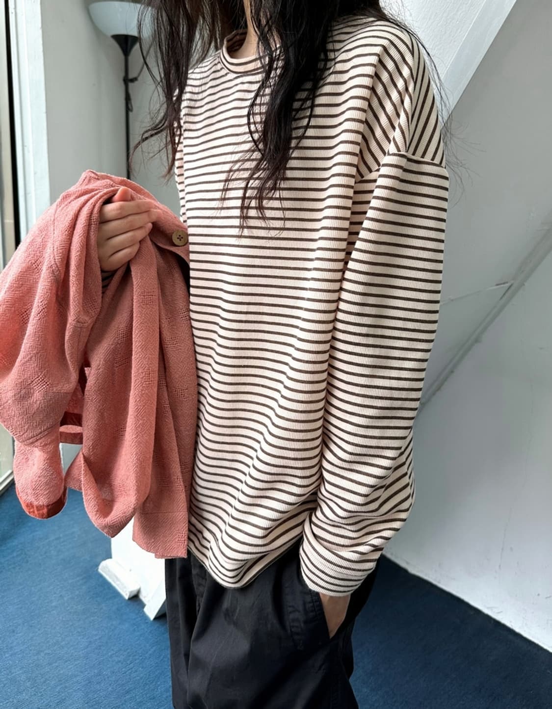 Border stripe design L/S knit top 상품이미지7