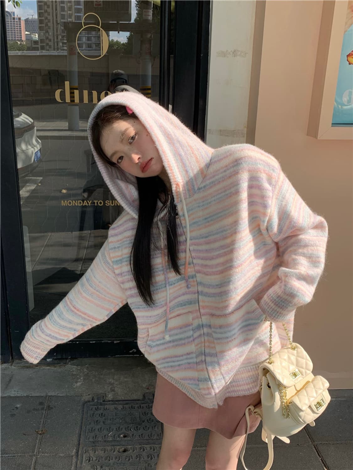 에이블리 더로버 솜사탕 파스텔 니트 후드집업 후드가디건 상품이미지7