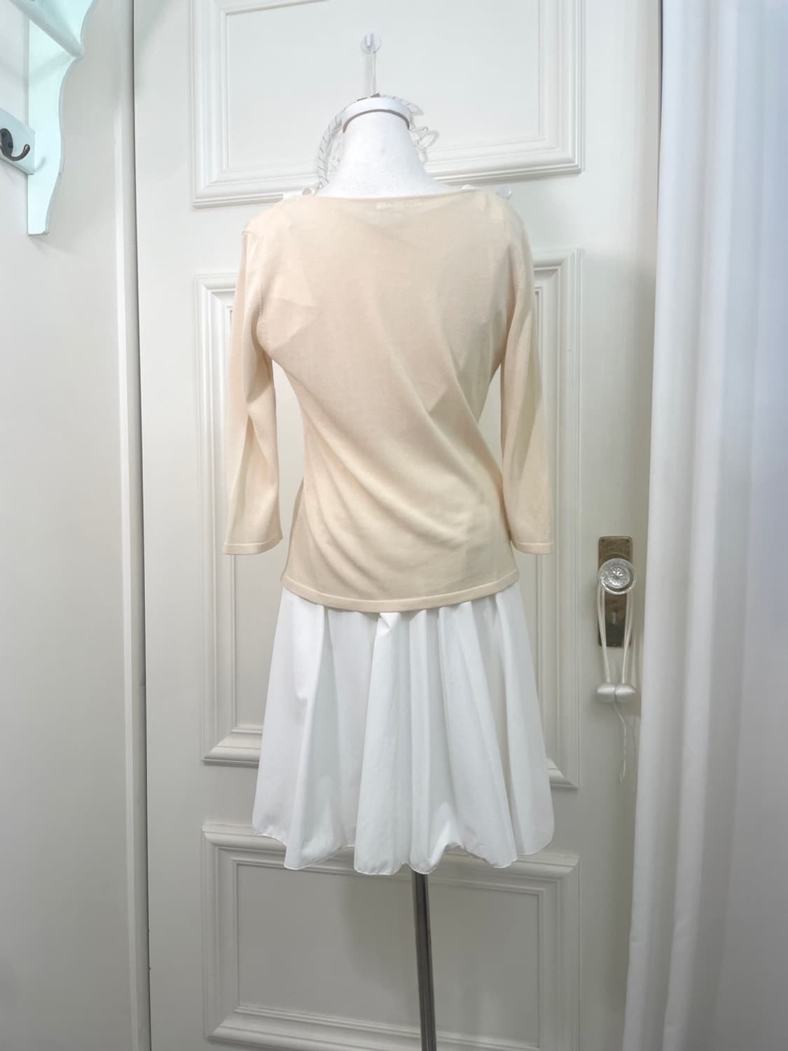 coral ivory shirring bow point cardigan 상품이미지3
