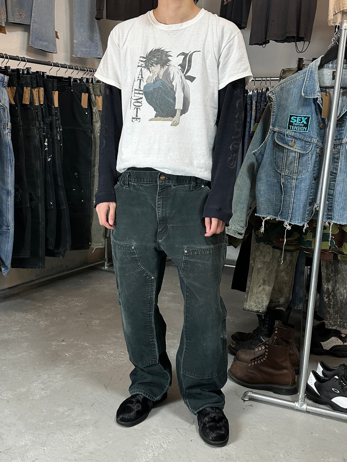 OG 칼하트 B01 더블니 블랙 칼하트 썩블니 워크팬츠 상품이미지4