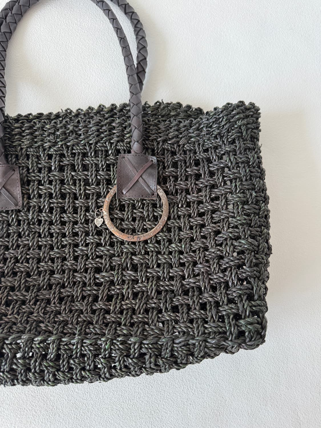 Pre owned 레더핸들 라탄백 상품이미지5