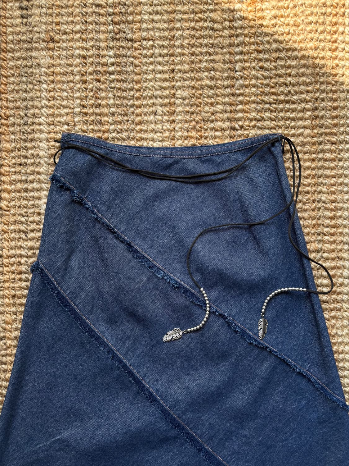 Fringed Stitched Denim Skirt 0150 상품이미지1