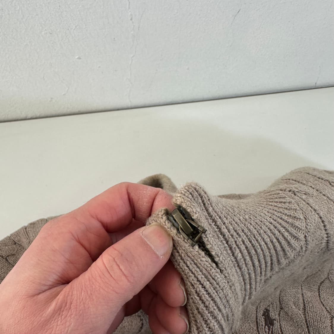 L 폴로 랄프로렌 베이지 꽈배기 반집업니트 상품이미지4