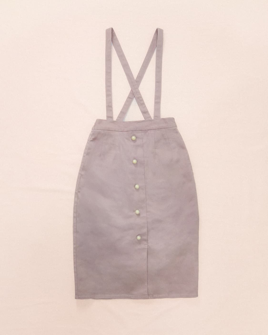 파스텔 모브 퍼플 펄 버튼 서스펜더 스커트 상품이미지2