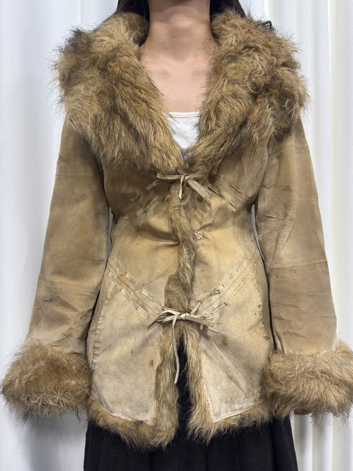 morgan suede& faux fur jacket 상품이미지3
