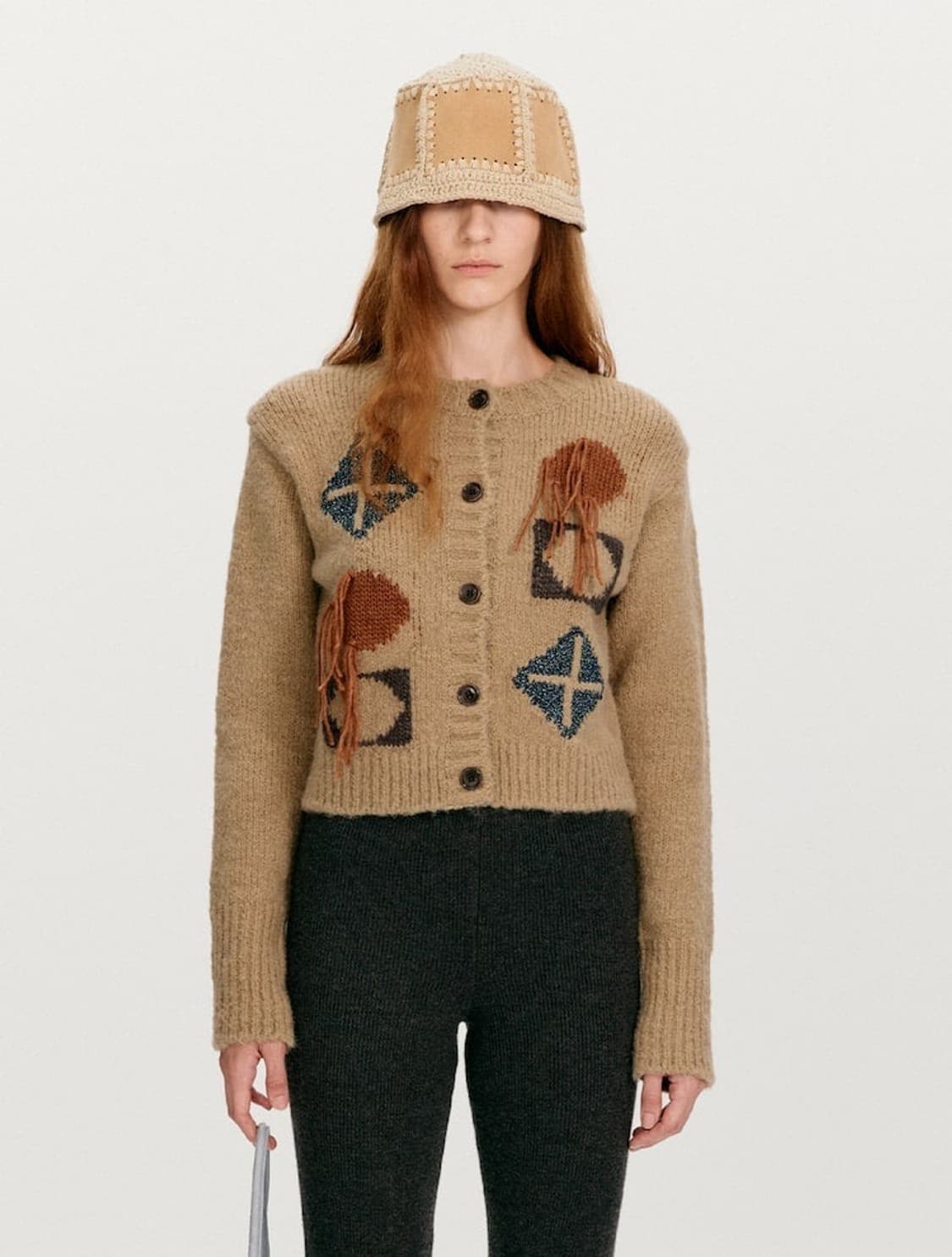 오픈와이와이 더오픈 프린지 아가일 니트 가디건 상품이미지1