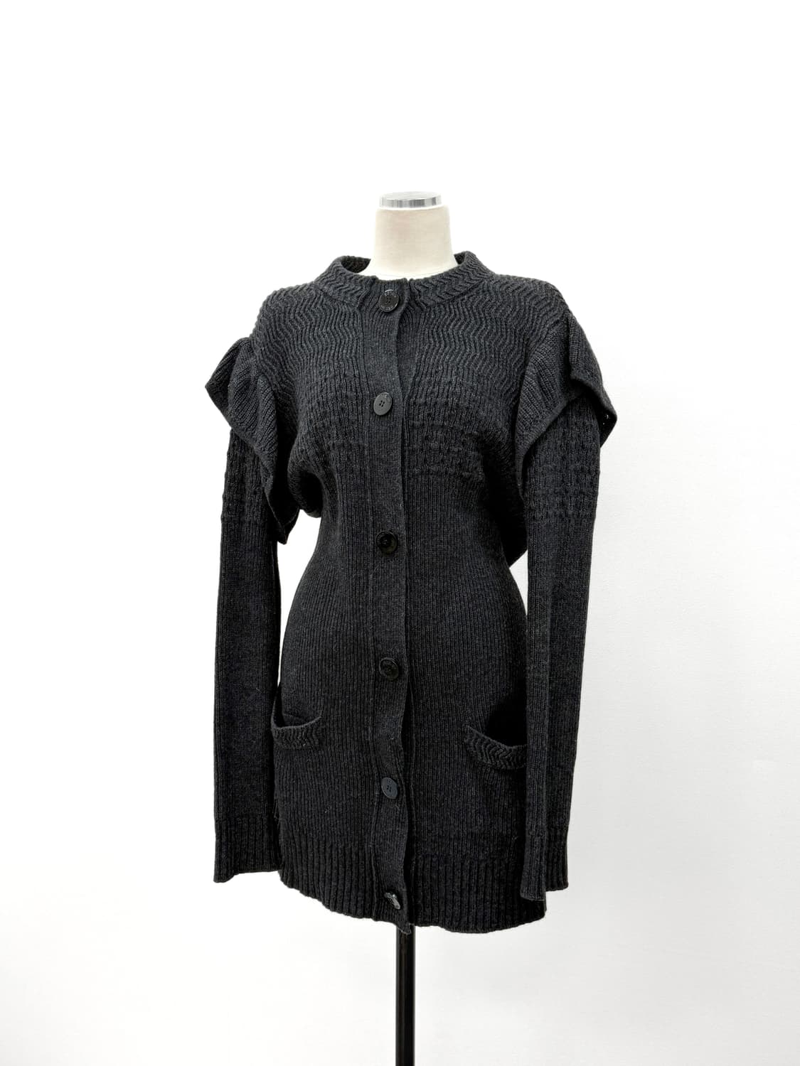 씨바이 끌로에 울 블렌드 텍스처드 롱 가디건 상품이미지1