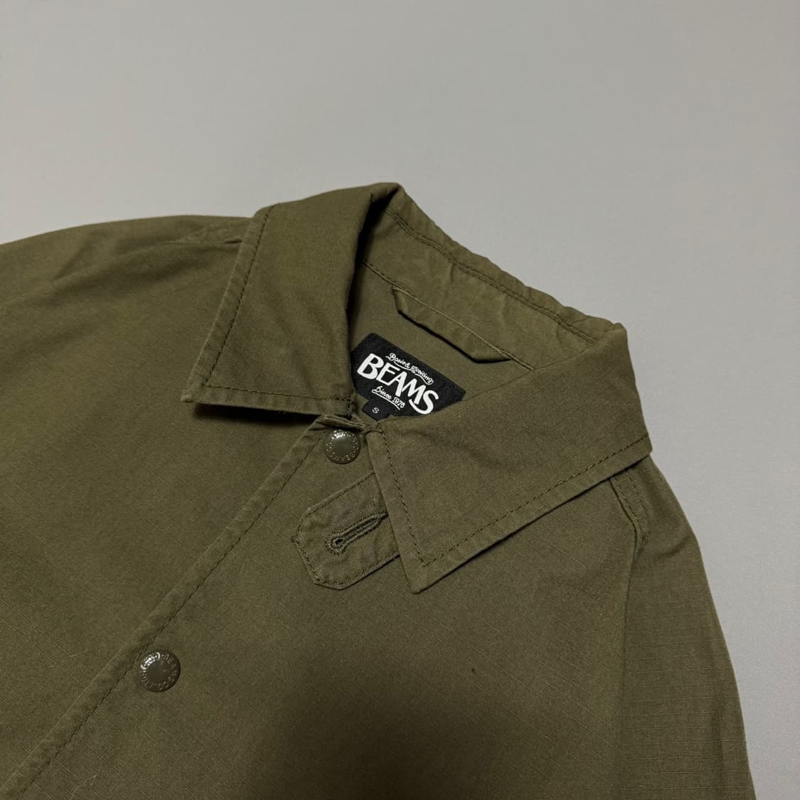 빔즈(BEAMS) 17AW 올리브 립스탑 코튼 스냅 버튼 밀리터리 자켓  상품이미지3