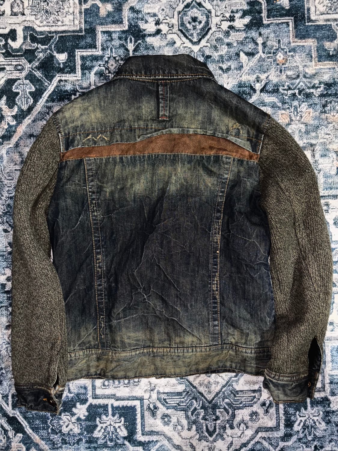 일본 빈티지 버커루 웨스턴 니트 데미지 데님 자켓 상품이미지3
