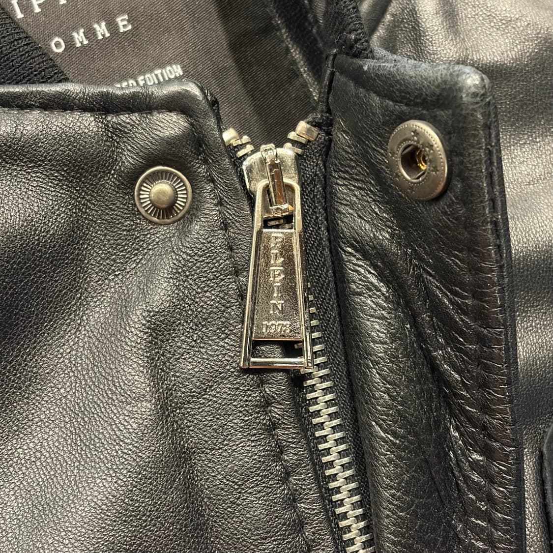 [L] 필립플레인 해골 램스킨 가죽 봄버 자켓 C659 상품이미지5