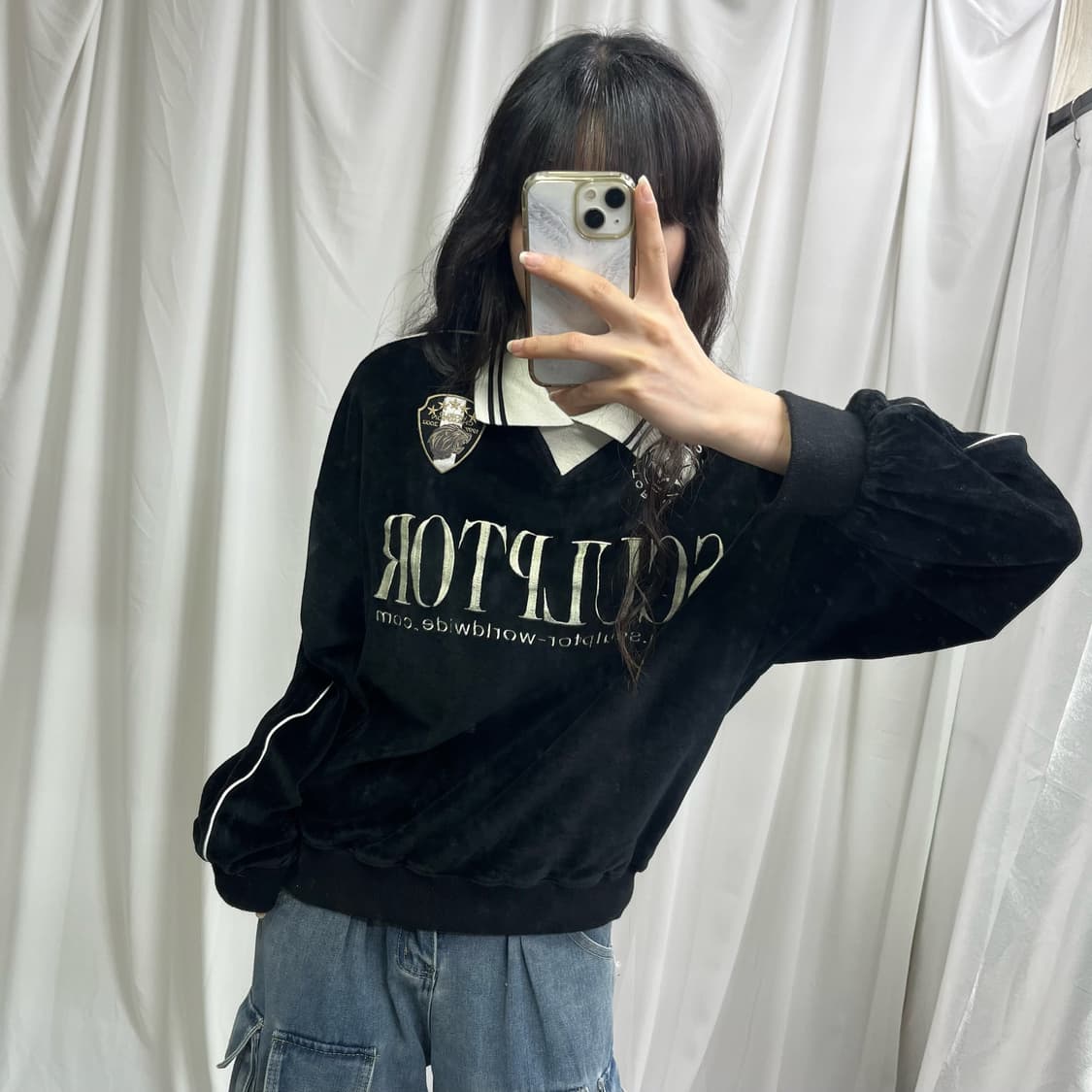 SCULPTOR black velour soccer jersey 상품이미지2