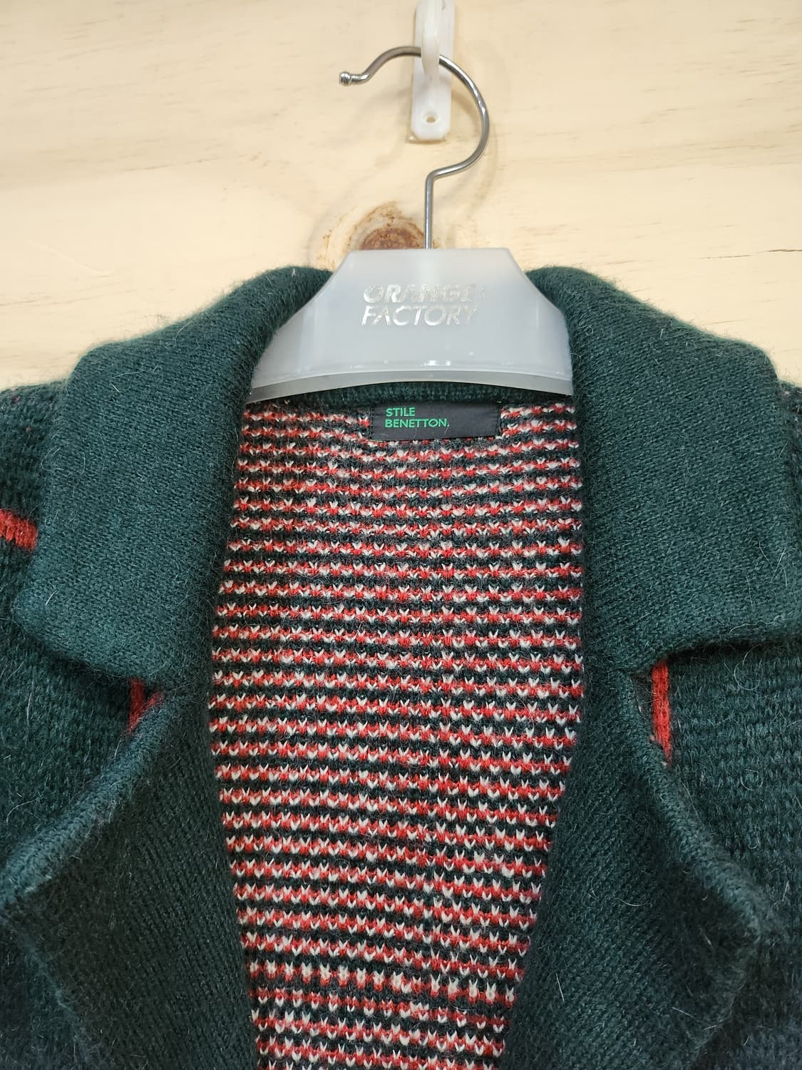 640) 베네통 딥그린 체크 롱 가디건 코트 상품이미지5