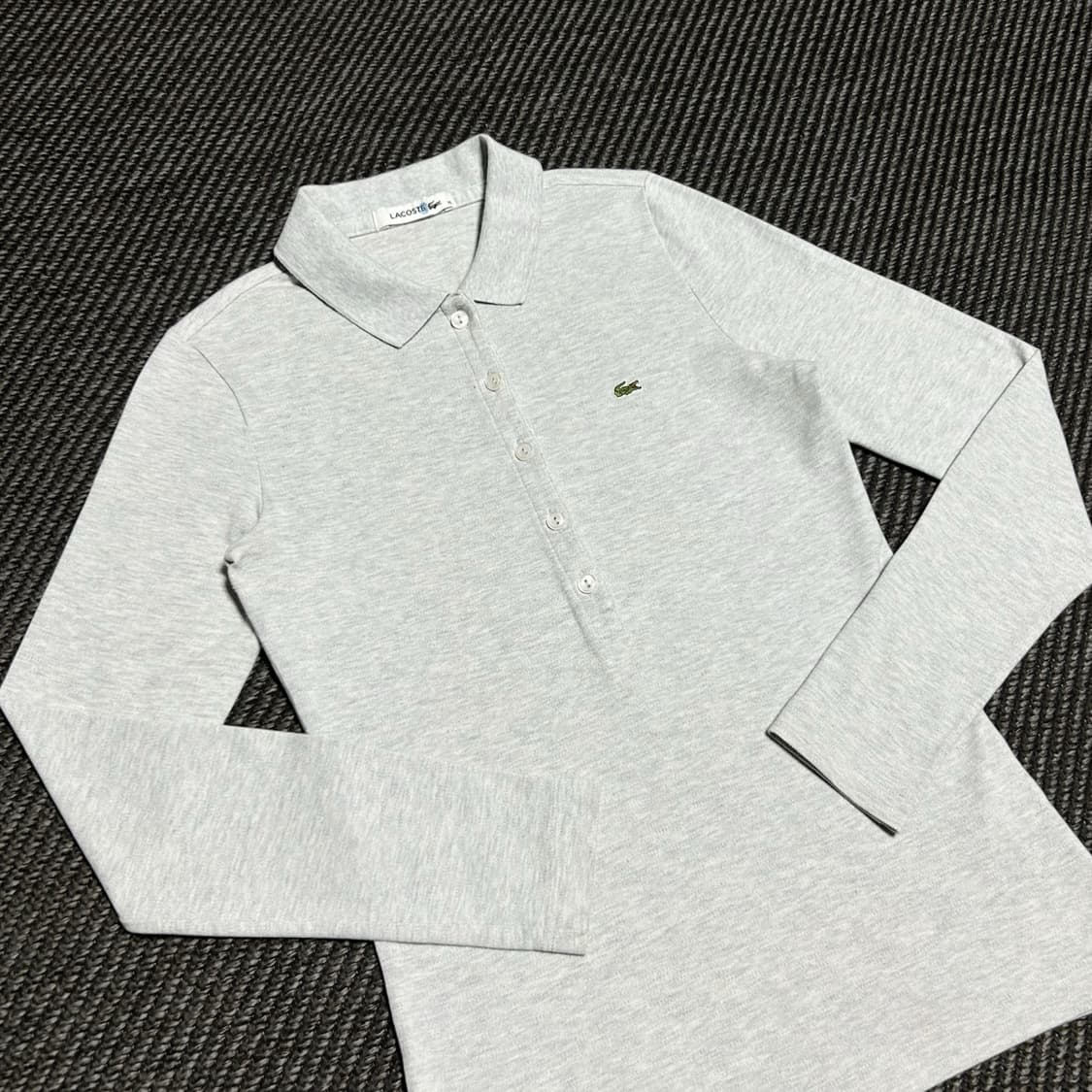 [S] Lacoste 라코스테 우먼즈 라이트그레이 긴팔 카라티 상품이미지3
