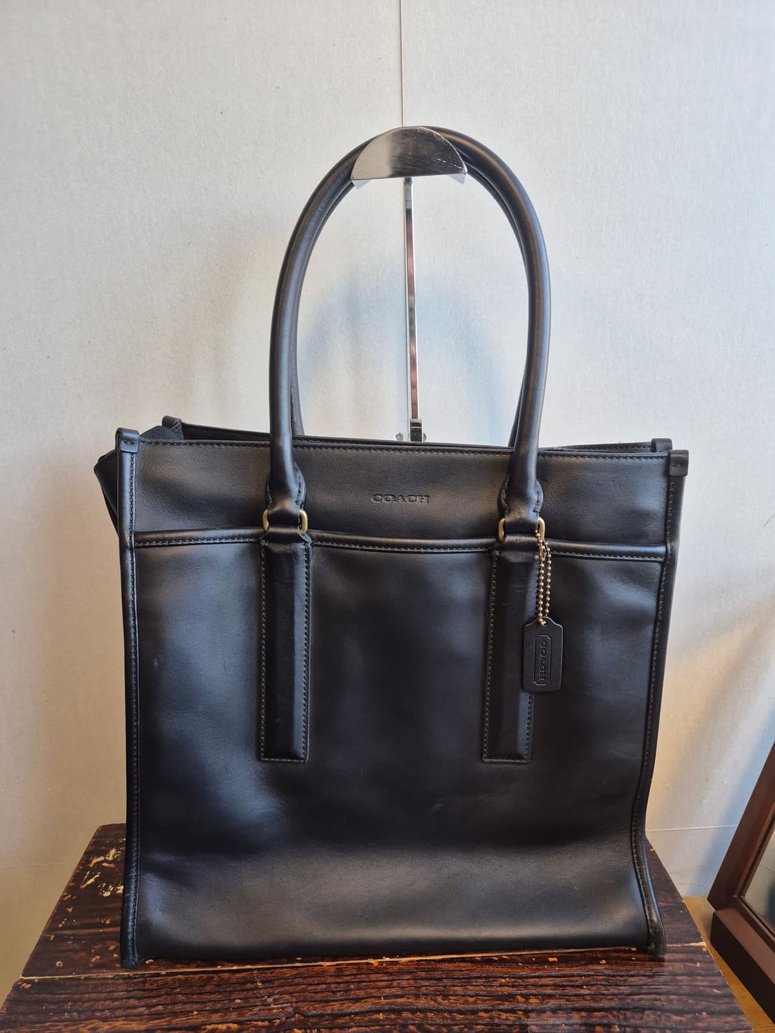 Coach 올드 코치 글러브탠드 레더 블랙 빅 토트백 상품이미지1