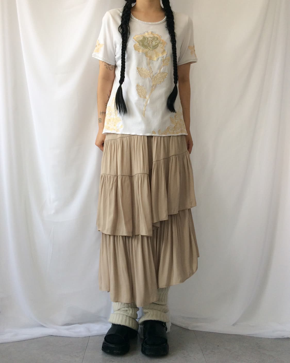 Unbalanced layer long skirt 상품이미지8