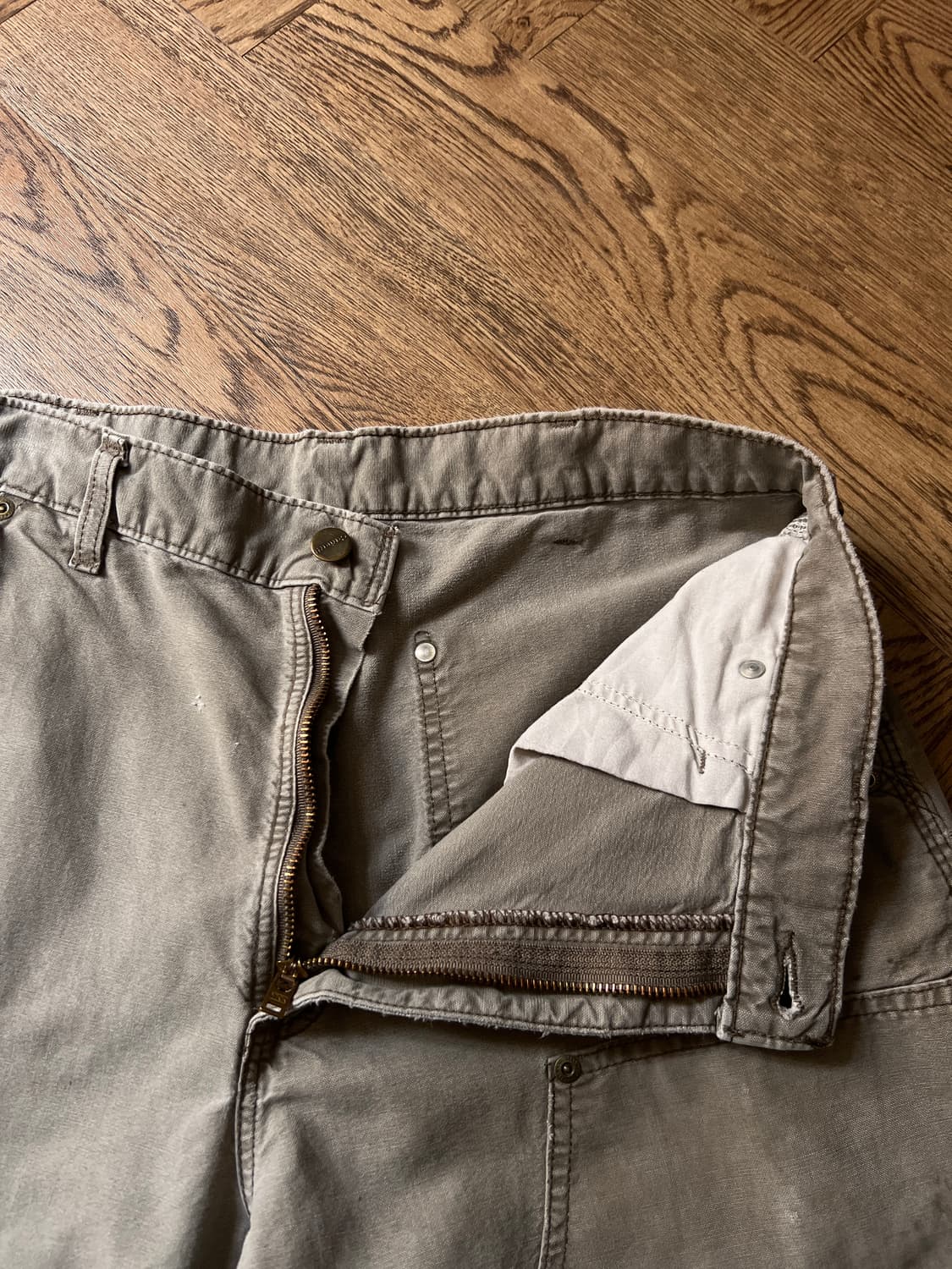 [33]칼하트 USA 더티워싱 라이트브라운 더블니 워크 팬츠 상품이미지3