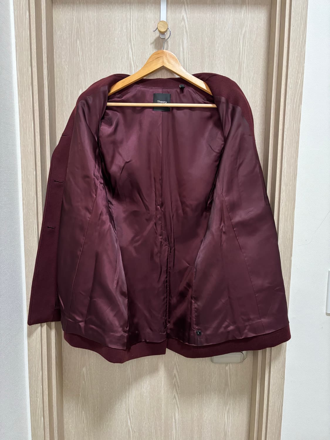 민트급)띠어리 여성 캐시미어 블렌드 4포켓 하프코트M/버건디 상품이미지3