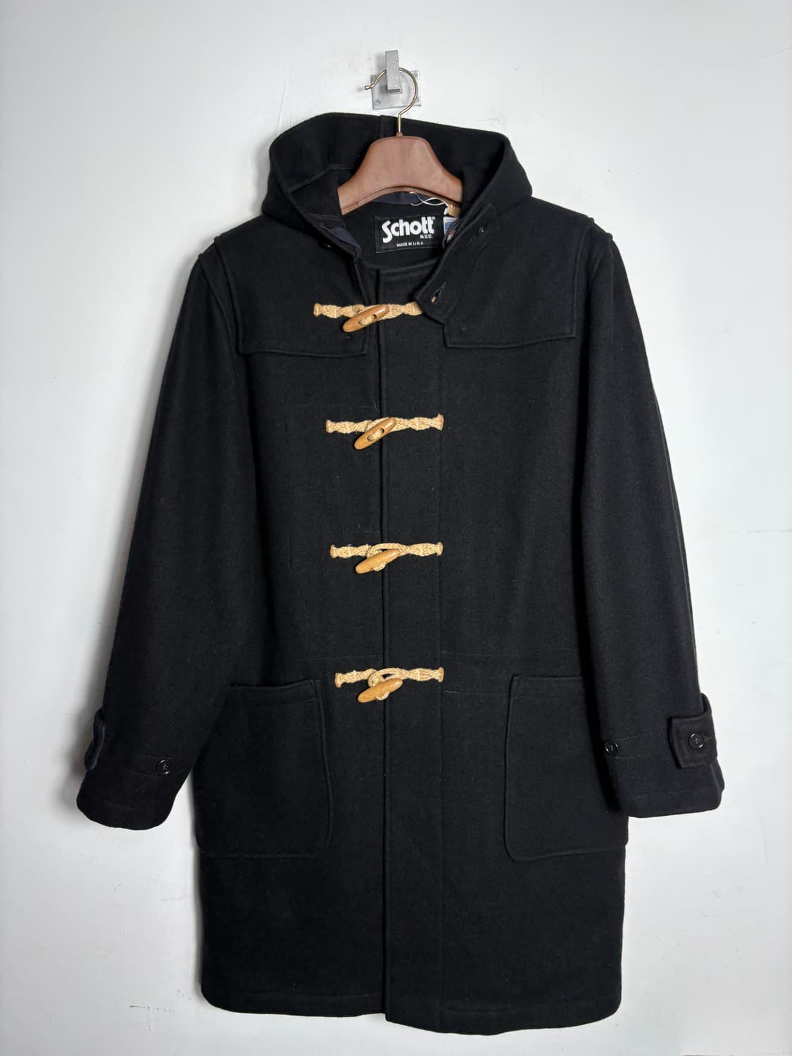 Schott 쇼트 블랙 더플 코트 상품이미지2