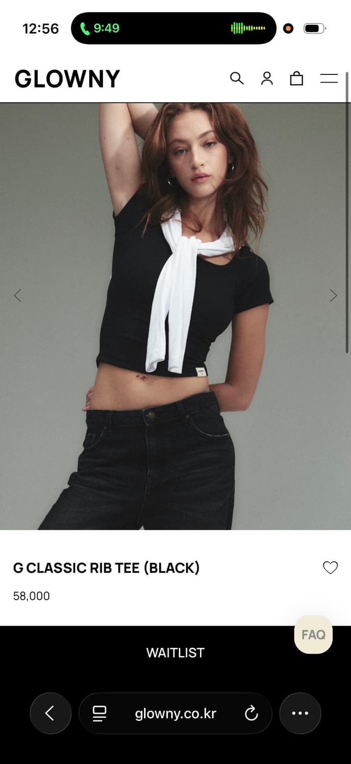 글로니 G CLASSIC RIB TEE (BLACK) 상품이미지2