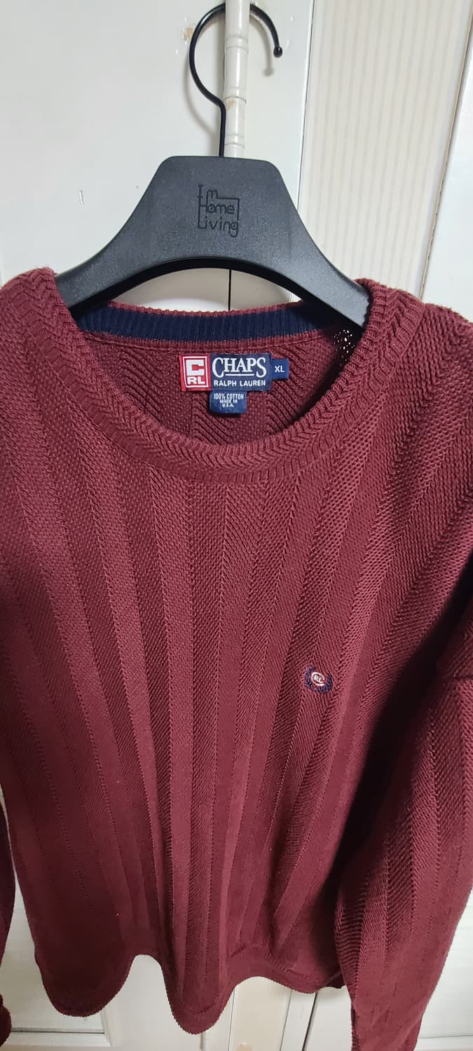 CHAPS 버건디 면니트티 상품이미지2