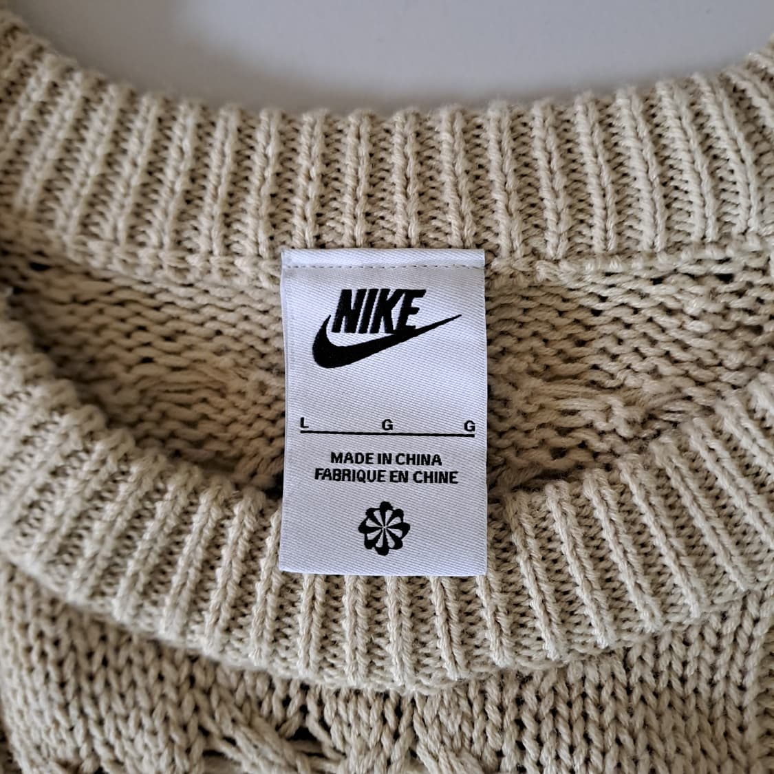 (택포) 나이키 케이블 니트 롱슬리브 스웨터 라탄 L B281 상품이미지6