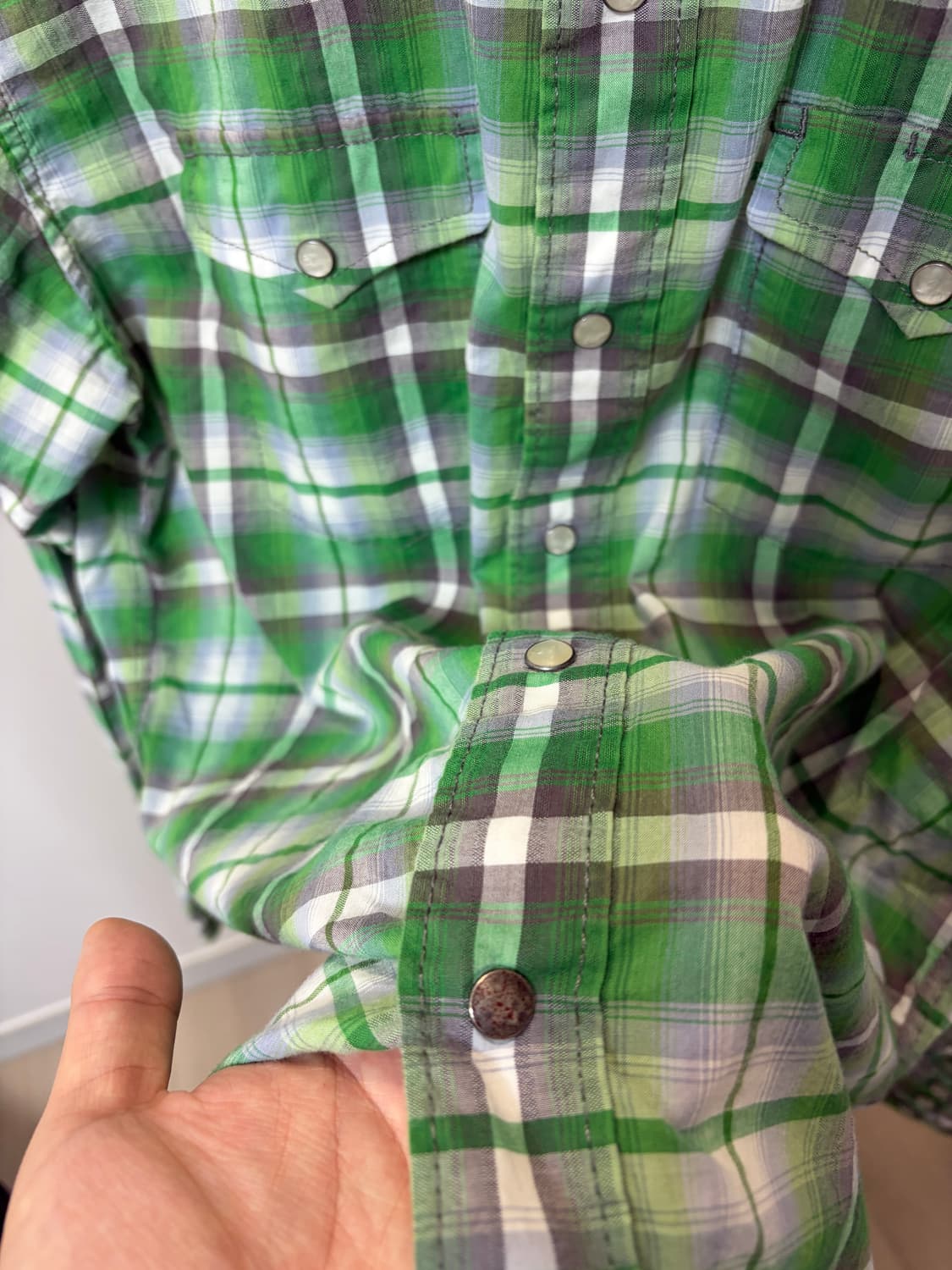 (XL) Back Number 그린 체크 웨스턴 셔츠 상품이미지7