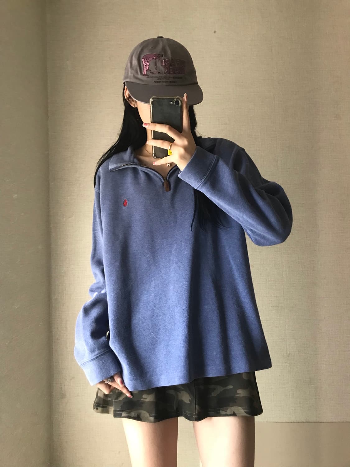 폴로 블루 코튼 반집업 상품이미지5