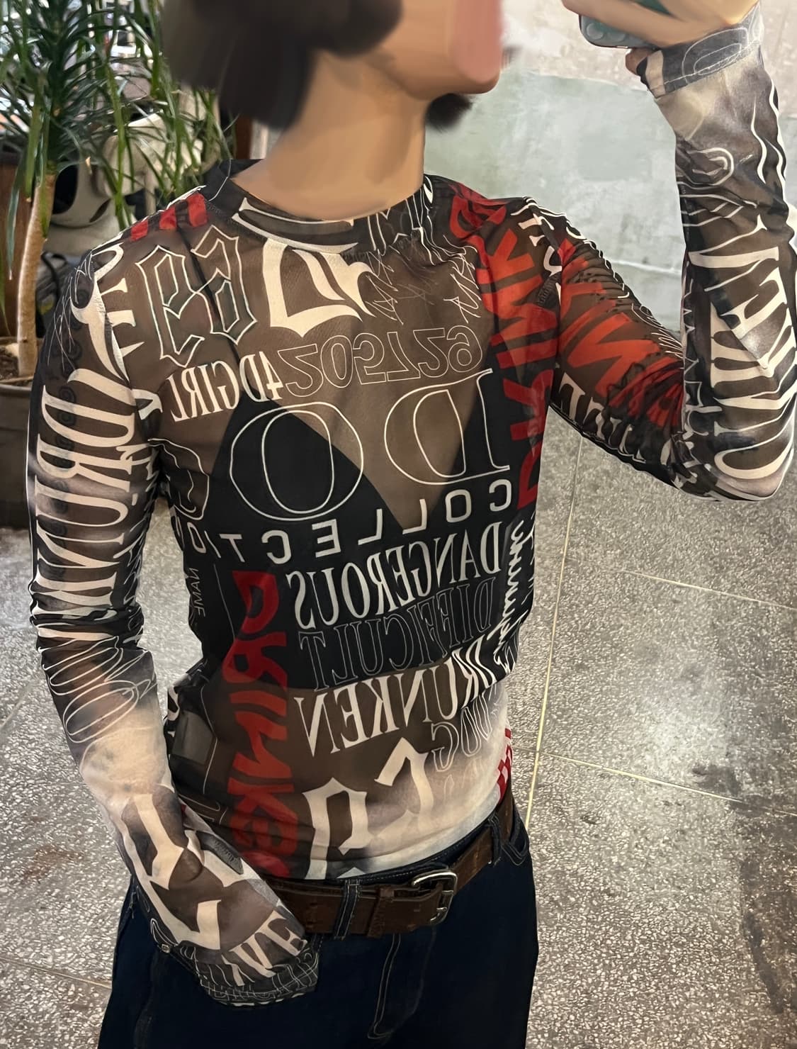 [Vintage] Letters mesh long sleeve 상품이미지2