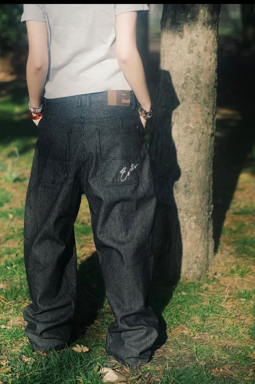 Ertr Stripe Denim Pants Black (s) 상품이미지1