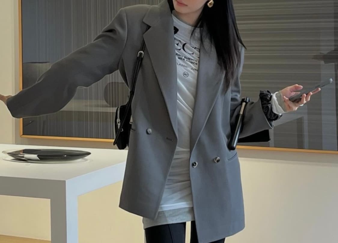 렉토 그루브 오버사이즈 테일러드 자켓 그레이 XS 상품이미지8