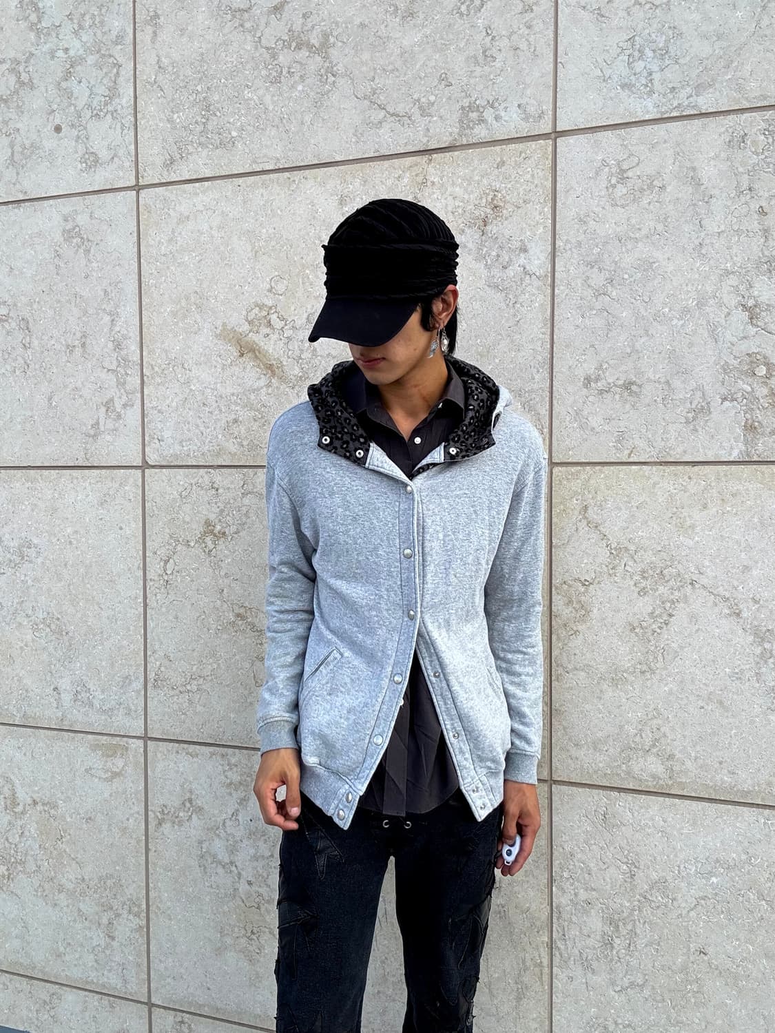 “X-gril” Leopard Hoodie Detail Grey Jack 상품이미지7