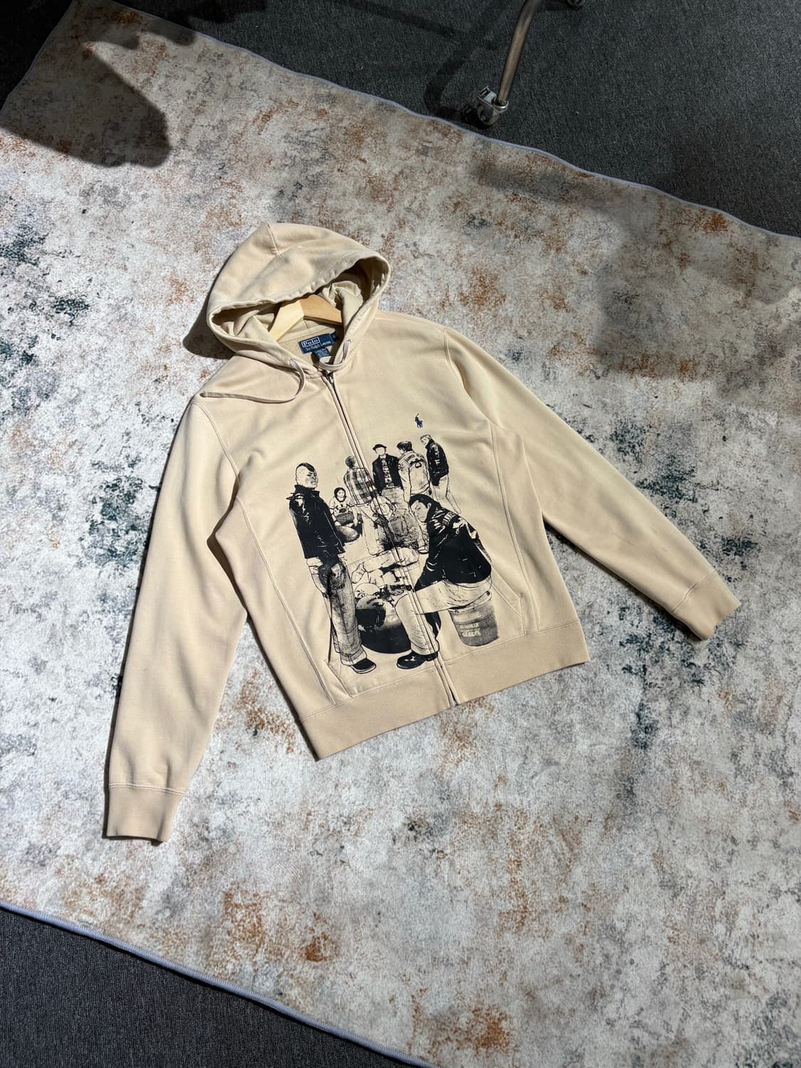 폴로 빈티지 프린팅 커스텀 후드집업 상품이미지1