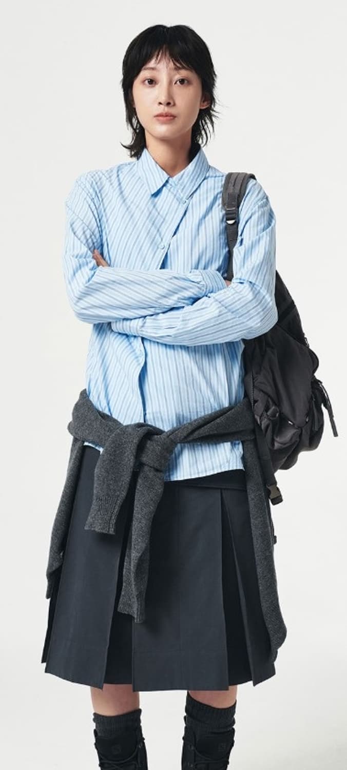 EE Garment Dyed Curved Stripe Shirt 상품이미지3