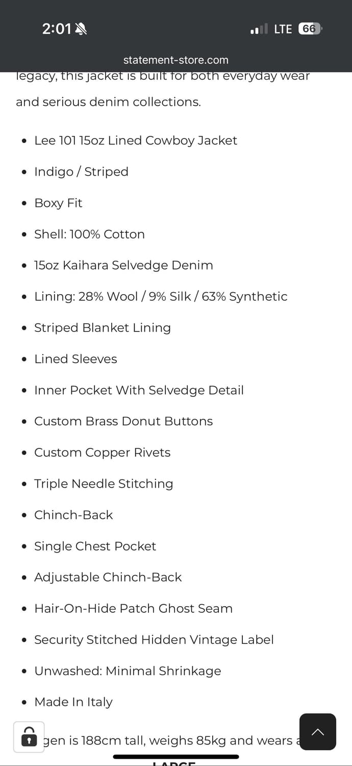 Lee 101 cowboy jacket lined 상품이미지3