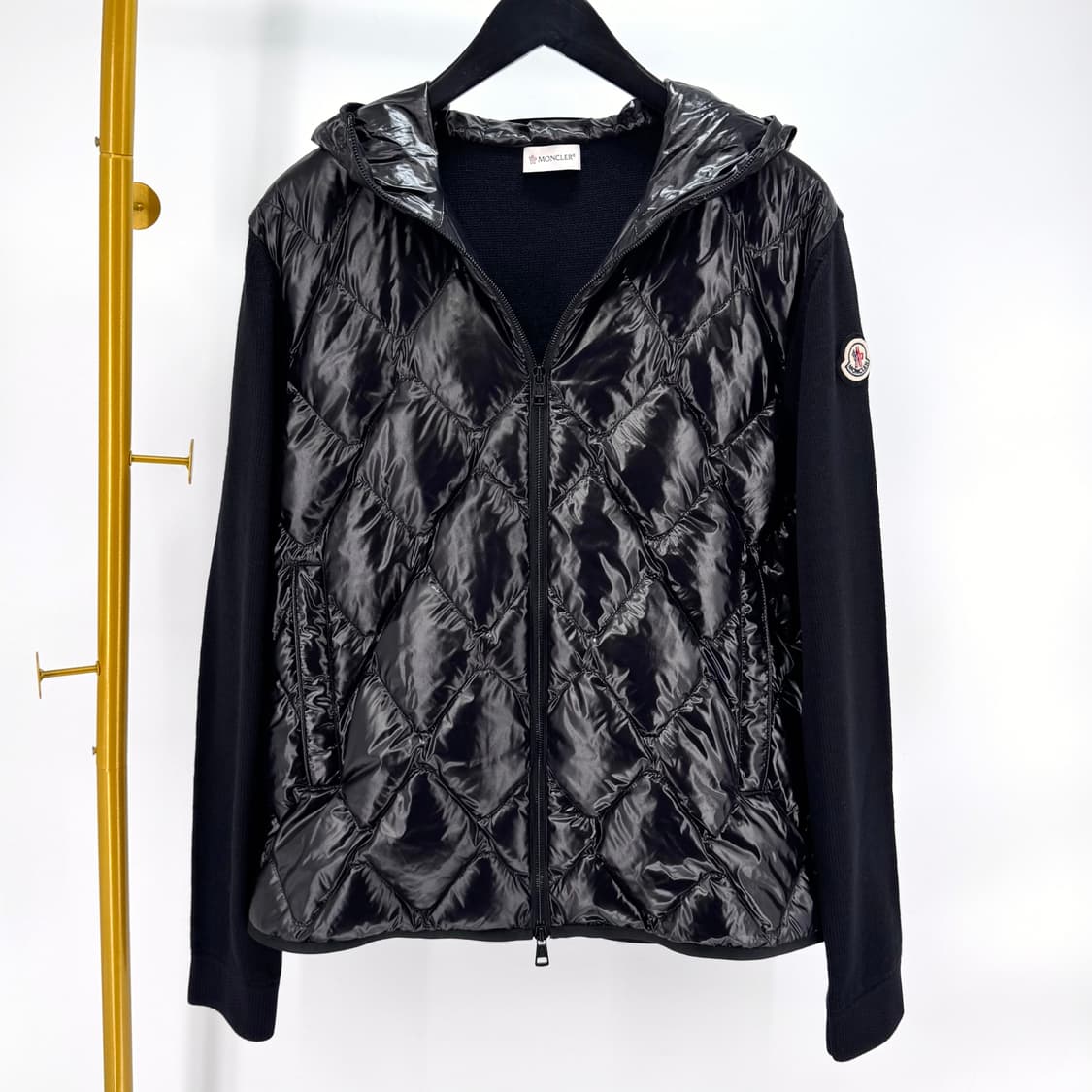 [L사이즈] 몽클레어 울 니트 후드 패딩 자켓 블랙 상품이미지2