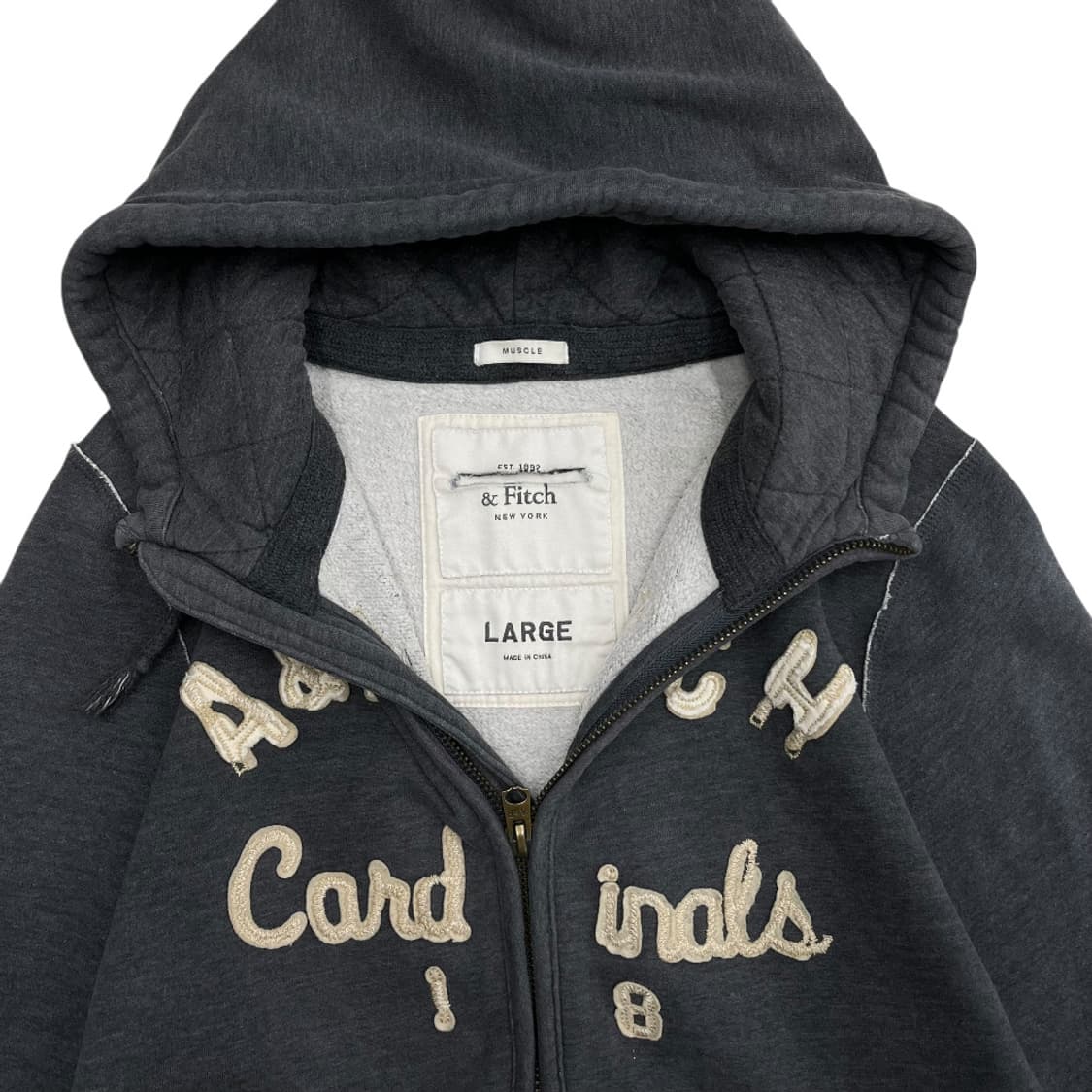 아베크롬비 센터로고 차콜 후드집업 L 상품이미지4