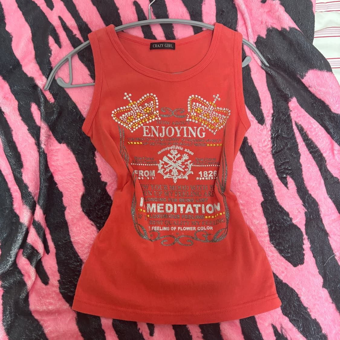 갸루 크레이지걸 오렌지 나시티 프린팅 상품이미지1